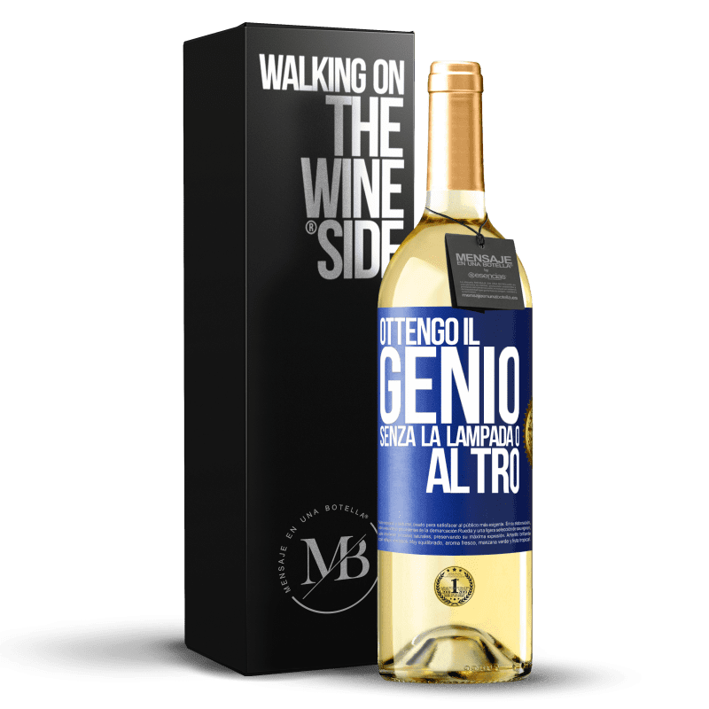 29,95 € Spedizione Gratuita | Vino bianco Edizione WHITE Ottengo il genio senza la lampada o altro Etichetta Blu. Etichetta personalizzabile Vino giovane Raccogliere 2023 Verdejo