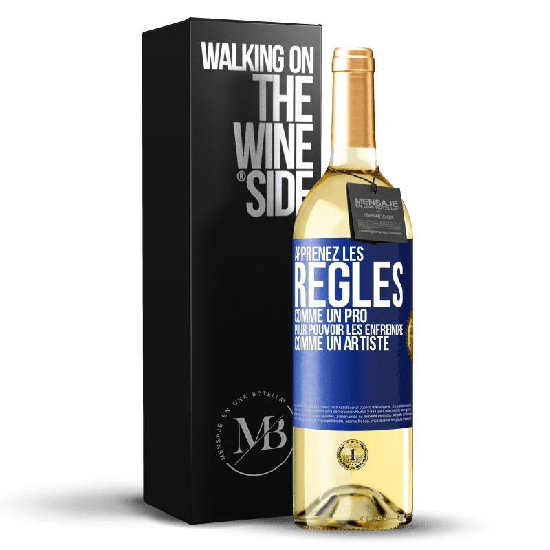 29,95 € Envoi gratuit | Vin blanc Édition WHITE Apprenez les règles comme un pro pour pouvoir les enfreindre comme un artiste Étiquette Bleue. Étiquette personnalisable Vin jeune Récolte 2024 Verdejo