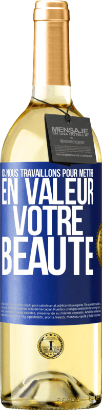 29,95 € Envoi gratuit | Vin blanc Édition WHITE Ici, nous travaillons pour mettre en valeur votre beauté Étiquette Bleue. Étiquette personnalisable Vin jeune Récolte 2025 Verdejo