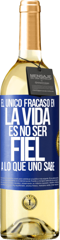 29,95 € Envío gratis | Vino Blanco Edición WHITE El único fracaso en la vida es no ser fiel a lo que uno sabe Etiqueta Azul. Etiqueta personalizable Vino joven Cosecha 2023 Verdejo