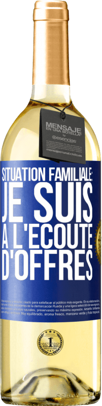 29,95 € Envoi gratuit | Vin blanc Édition WHITE Situation familiale: je suis à l'écoute d'offres Étiquette Bleue. Étiquette personnalisable Vin jeune Récolte 2025 Verdejo