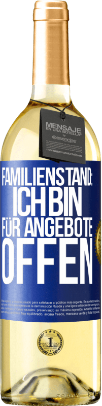 29,95 € Kostenloser Versand | Weißwein WHITE Ausgabe Familienstand: Ich bin für Angebote offen Blaue Markierung. Anpassbares Etikett Junger Wein Ernte 2025 Verdejo