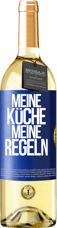 Kostenloser Versand | Weißwein WHITE Ausgabe Meine Küche, meine Regeln Blaue Markierung. Anpassbares Etikett Junger Wein Ernte 2023 Verdejo