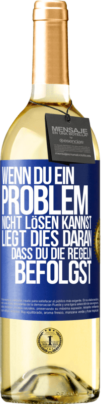 29,95 € Kostenloser Versand | Weißwein WHITE Ausgabe Wenn du ein Problem nicht lösen kannst, liegt dies daran, dass du die Regeln befolgst Blaue Markierung. Anpassbares Etikett Junger Wein Ernte 2023 Verdejo