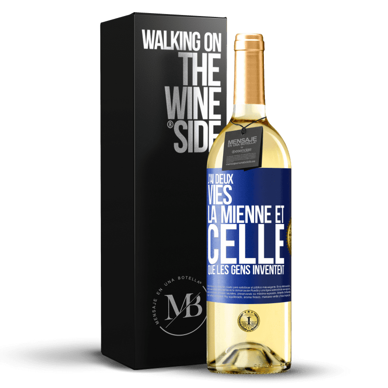 29,95 € Envoi gratuit | Vin blanc Édition WHITE J'ai deux vies. La mienne et celle que les gens inventent Étiquette Bleue. Étiquette personnalisable Vin jeune Récolte 2023 Verdejo