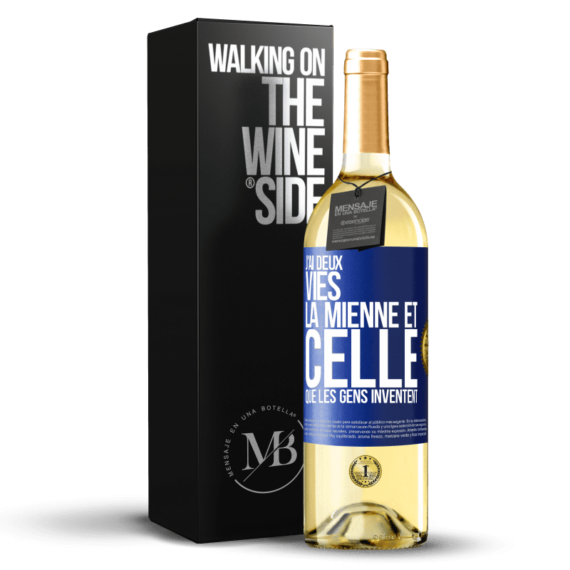 29,95 € Envoi gratuit | Vin blanc Édition WHITE J'ai deux vies. La mienne et celle que les gens inventent Étiquette Bleue. Étiquette personnalisable Vin jeune Récolte 2024 Verdejo