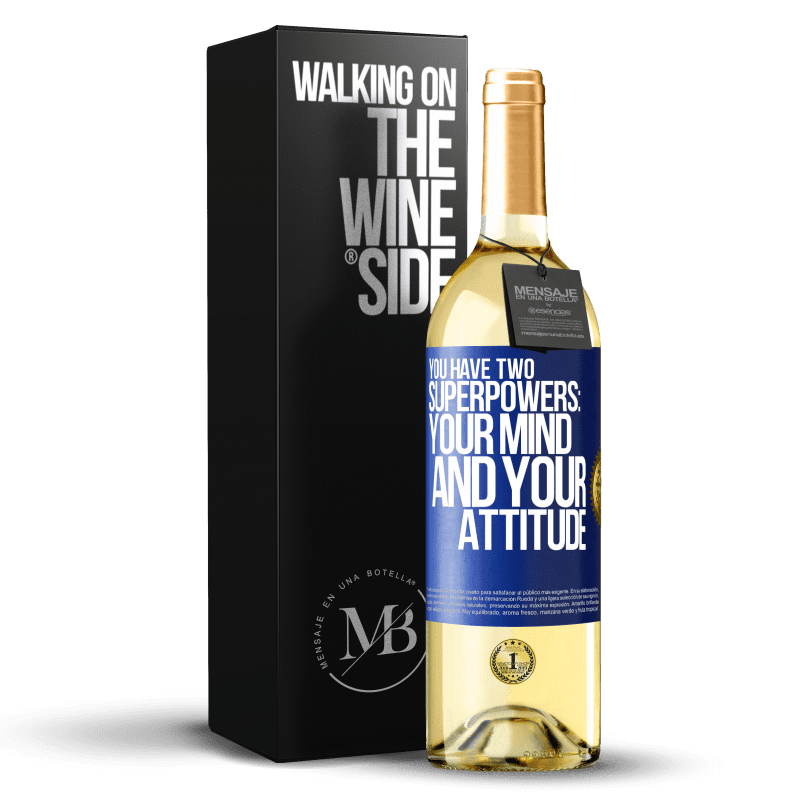 29,95 € Free Shipping | White Wine WHITE Edition You have two superpowers: Your mind and your attitude Blue Label. Customizable label Young wine Harvest 2025 Verdejo