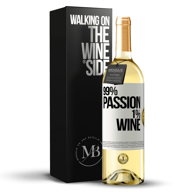 29,95 € Kostenloser Versand | Weißwein WHITE Ausgabe 99% passion, 1% wine Weißes Etikett. Anpassbares Etikett Junger Wein Ernte 2023 Verdejo