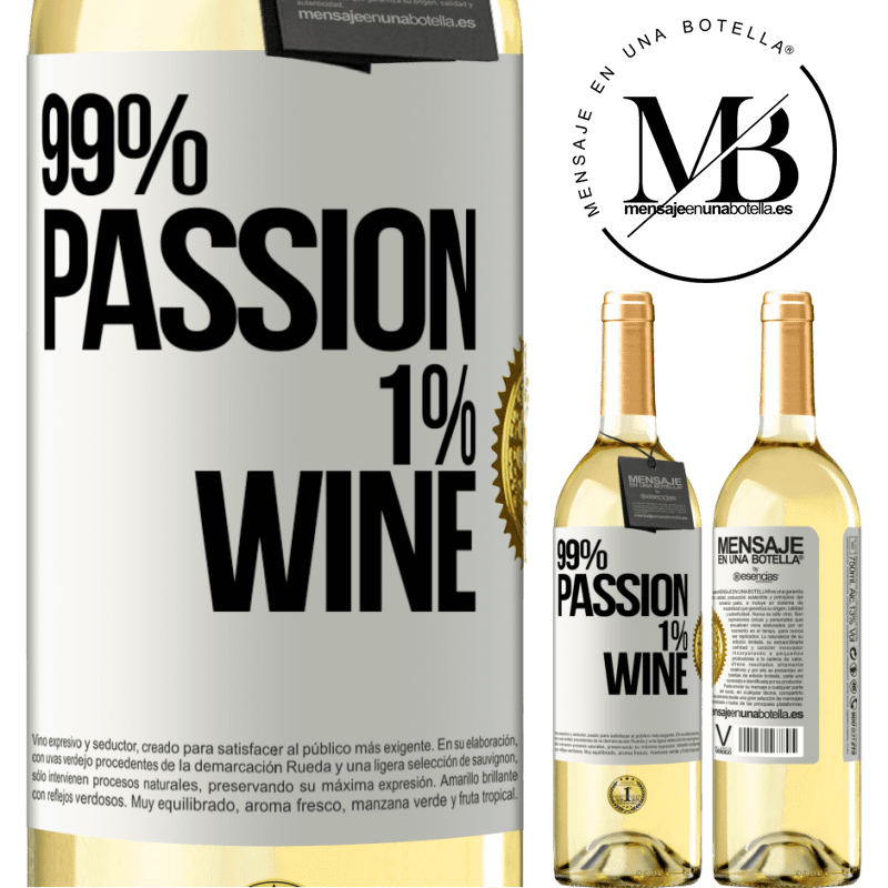 29,95 € Spedizione Gratuita | Vino bianco Edizione WHITE 99% passion, 1% wine Etichetta Bianca. Etichetta personalizzabile Vino giovane Raccogliere 2023 Verdejo