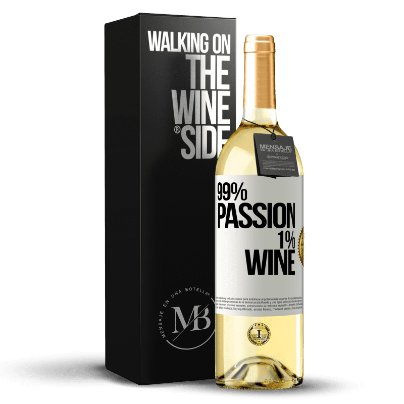 29,95 € Spedizione Gratuita | Vino bianco Edizione WHITE 99% passion, 1% wine Etichetta Bianca. Etichetta personalizzabile Vino giovane Raccogliere 2023 Verdejo