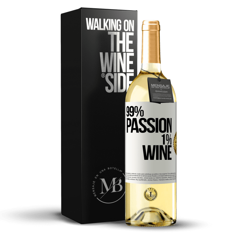 29,95 € Spedizione Gratuita | Vino bianco Edizione WHITE 99% passion, 1% wine Etichetta Bianca. Etichetta personalizzabile Vino giovane Raccogliere 2024 Verdejo