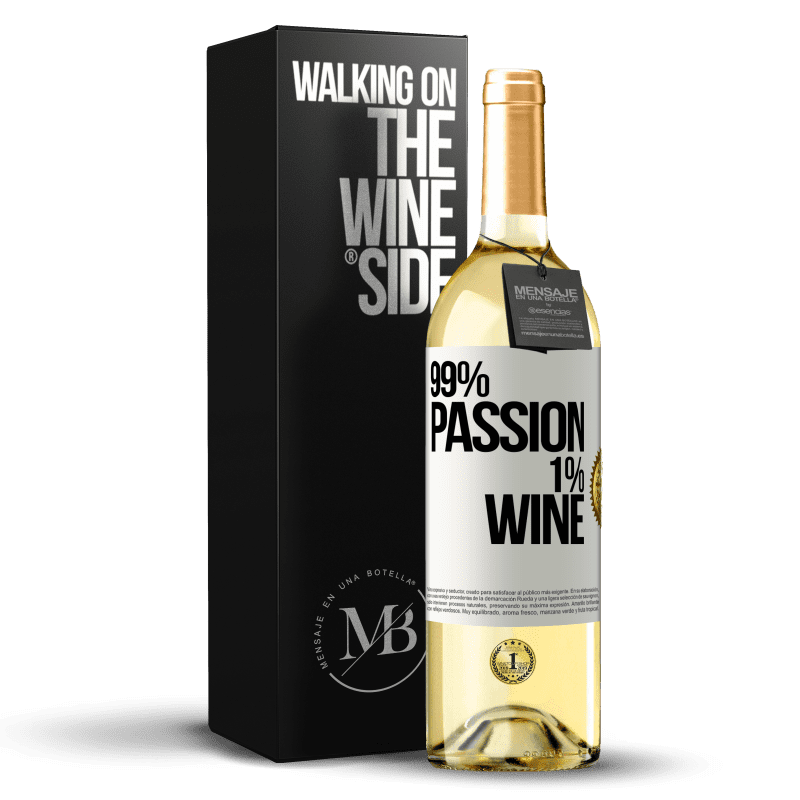 29,95 € Spedizione Gratuita | Vino bianco Edizione WHITE 99% passion, 1% wine Etichetta Bianca. Etichetta personalizzabile Vino giovane Raccogliere 2025 Verdejo