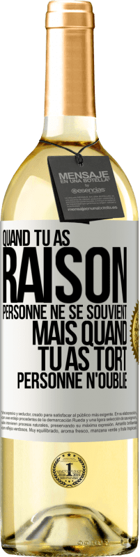 «Quand tu as raison, personne ne se souvient, mais quand tu as tort, personne n'oublie» Édition WHITE