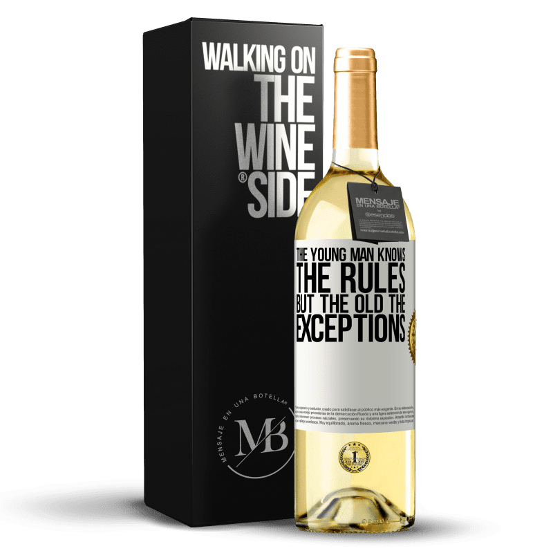 29,95 € Free Shipping | White Wine WHITE Edition The young man knows the rules, but the old the exceptions White Label. Customizable label Young wine Harvest 2023 Verdejo