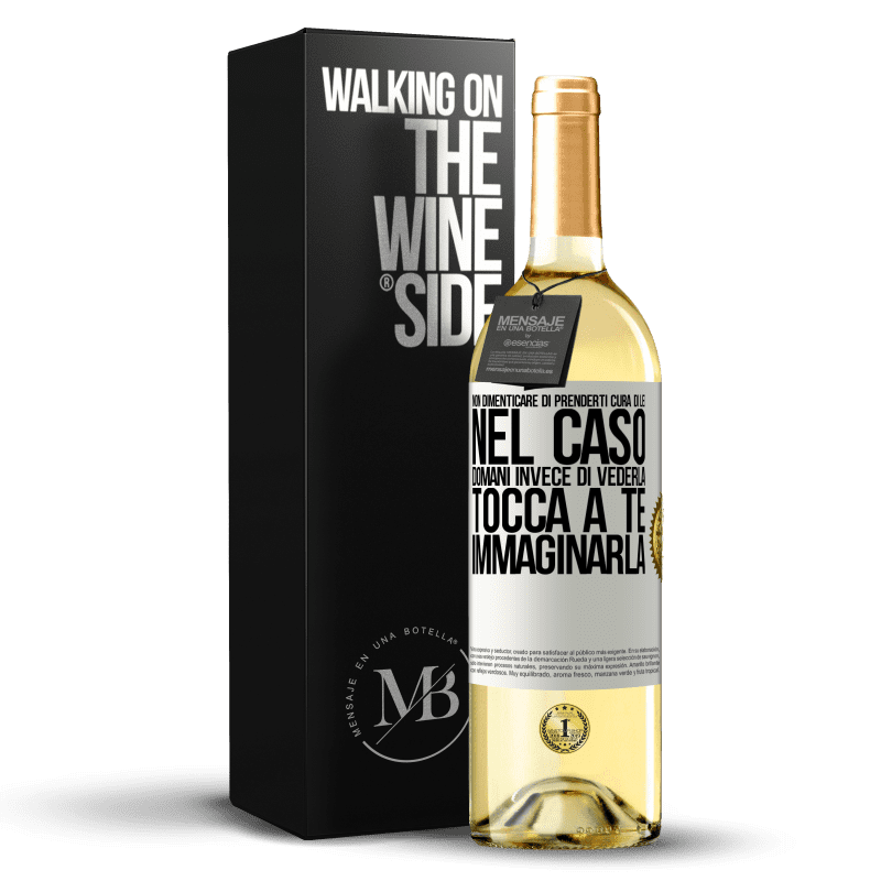 29,95 € Spedizione Gratuita | Vino bianco Edizione WHITE Non dimenticare di prenderti cura di lei, nel caso domani invece di vederla, tocca a te immaginarla Etichetta Bianca. Etichetta personalizzabile Vino giovane Raccogliere 2024 Verdejo