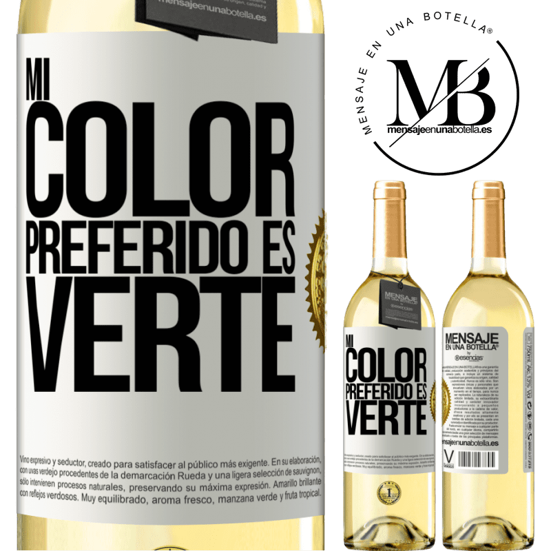 29,95 € Envoi gratuit | Vin blanc Édition WHITE Mi color preferido es: verte Étiquette Blanche. Étiquette personnalisable Vin jeune Récolte 2022 Verdejo