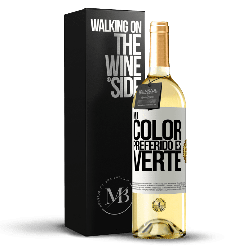 29,95 € Envío gratis | Vino Blanco Edición WHITE Mi color preferido es: verte Etiqueta Blanca. Etiqueta personalizable Vino joven Cosecha 2025 Verdejo