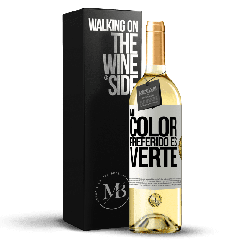 29,95 € Envio grátis | Vinho branco Edição WHITE Mi color preferido es: verte Etiqueta Branca. Etiqueta personalizável Vinho jovem Colheita 2023 Verdejo