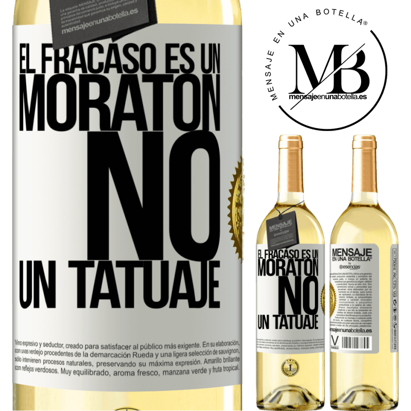 29,95 € Envío gratis | Vino Blanco Edición WHITE El fracaso es un moratón, no un tatuaje Etiqueta Blanca. Etiqueta personalizable Vino joven Cosecha 2024 Verdejo