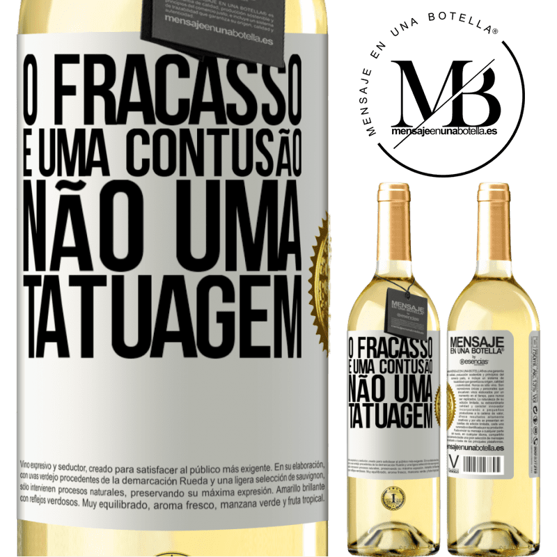 29,95 € Envio grátis | Vinho branco Edição WHITE O fracasso é uma contusão, não uma tatuagem Etiqueta Branca. Etiqueta personalizável Vinho jovem Colheita 2025 Verdejo