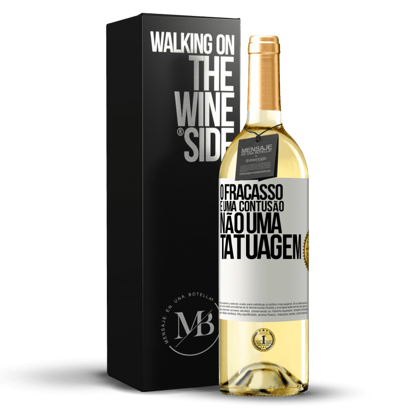 29,95 € Envio grátis | Vinho branco Edição WHITE O fracasso é uma contusão, não uma tatuagem Etiqueta Branca. Etiqueta personalizável Vinho jovem Colheita 2024 Verdejo