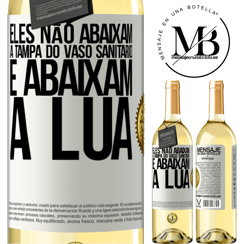 29,95 € Envio grátis | Vinho branco Edição WHITE Eles não abaixam a tampa do vaso sanitário e abaixam a lua Etiqueta Branca. Etiqueta personalizável Vinho jovem Colheita 2024 Verdejo