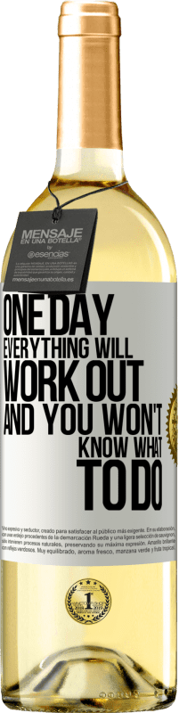29,95 € | White Wine WHITE Edition One day everything will work out and you won't know what to do White Label. Customizable label Young wine Harvest 2023 Verdejo