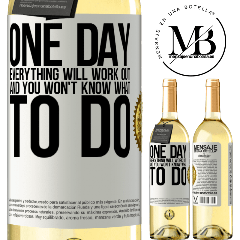29,95 € Free Shipping | White Wine WHITE Edition One day everything will work out and you won't know what to do White Label. Customizable label Young wine Harvest 2022 Verdejo