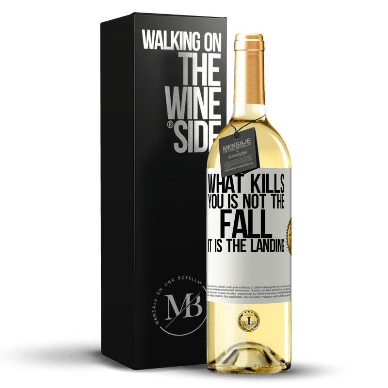 29,95 € Free Shipping | White Wine WHITE Edition What kills you is not the fall, it is the landing White Label. Customizable label Young wine Harvest 2024 Verdejo