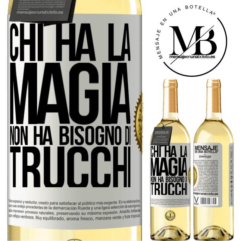 29,95 € Spedizione Gratuita | Vino bianco Edizione WHITE Chi ha la magia non ha bisogno di trucchi Etichetta Bianca. Etichetta personalizzabile Vino giovane Raccogliere 2024 Verdejo