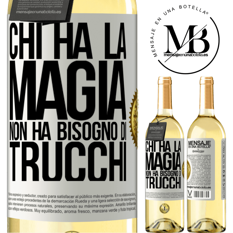 29,95 € Spedizione Gratuita | Vino bianco Edizione WHITE Chi ha la magia non ha bisogno di trucchi Etichetta Bianca. Etichetta personalizzabile Vino giovane Raccogliere 2025 Verdejo
