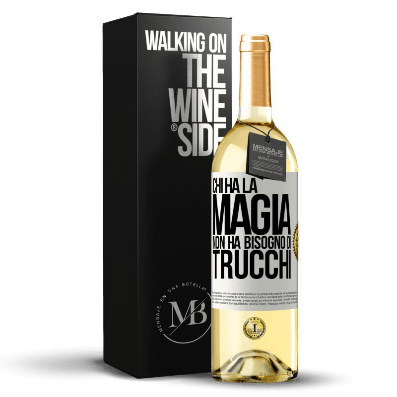 29,95 € Spedizione Gratuita | Vino bianco Edizione WHITE Chi ha la magia non ha bisogno di trucchi Etichetta Bianca. Etichetta personalizzabile Vino giovane Raccogliere 2024 Verdejo