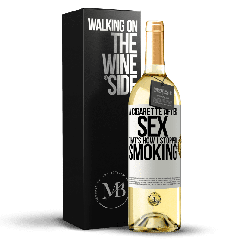 29,95 € Бесплатная доставка | Белое вино Издание WHITE Сигарета после секса. Вот так я бросил курить Белая этикетка. Настраиваемая этикетка Молодое вино Урожай 2023 Verdejo