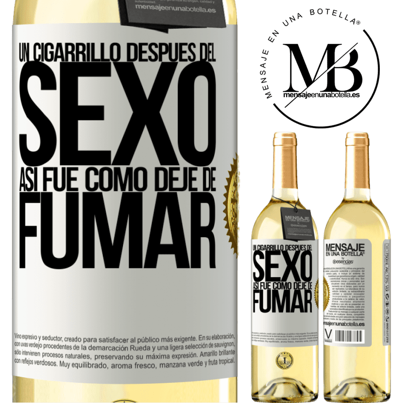 29,95 € Envío gratis | Vino Blanco Edición WHITE Un cigarrillo después del sexo. Así fue como dejé de fumar Etiqueta Blanca. Etiqueta personalizable Vino joven Cosecha 2023 Verdejo