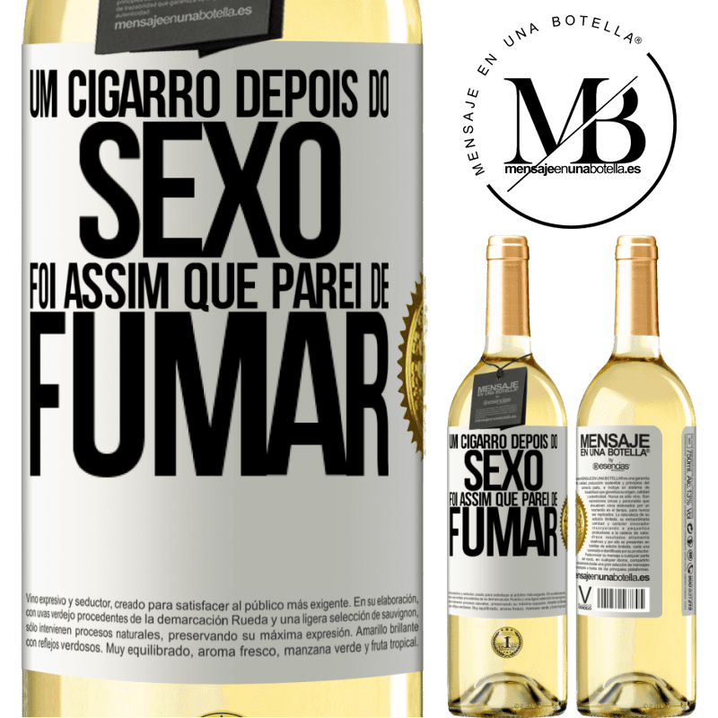 29,95 € Envio grátis | Vinho branco Edição WHITE Um cigarro depois do sexo. Foi assim que parei de fumar Etiqueta Branca. Etiqueta personalizável Vinho jovem Colheita 2023 Verdejo