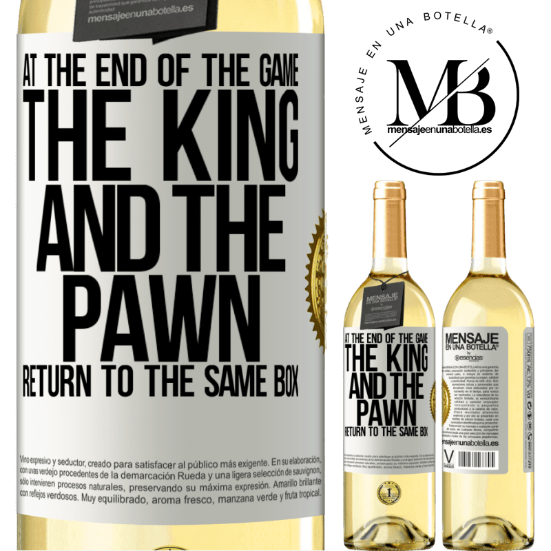 29,95 € Free Shipping | White Wine WHITE Edition At the end of the game, the king and the pawn return to the same box White Label. Customizable label Young wine Harvest 2023 Verdejo