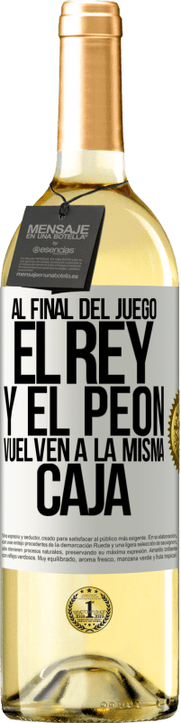 29,95 € Envío gratis | Vino Blanco Edición WHITE Al final del juego, el rey y el peón vuelven a la misma caja Etiqueta Blanca. Etiqueta personalizable Vino joven Cosecha 2025 Verdejo