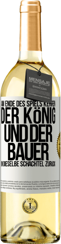 29,95 € Kostenloser Versand | Weißwein WHITE Ausgabe Am Ende des Spiels kehren der König und der Bauer in dieselbe Schachtel zurück Weißes Etikett. Anpassbares Etikett Junger Wein Ernte 2024 Verdejo