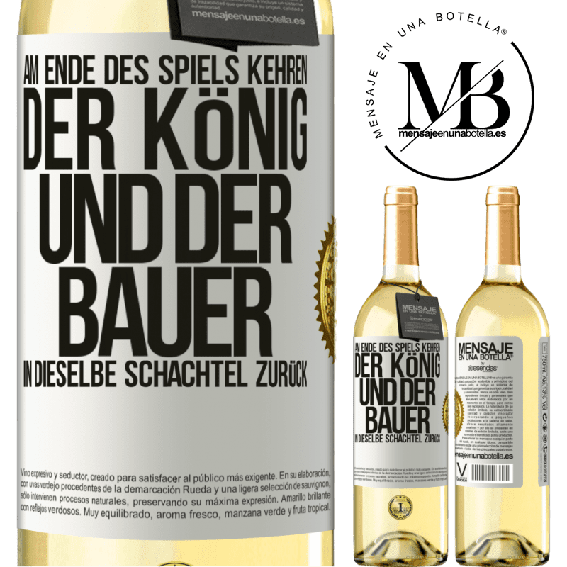 29,95 € Kostenloser Versand | Weißwein WHITE Ausgabe Am Ende des Spiels kehren der König und der Bauer in dieselbe Schachtel zurück Weißes Etikett. Anpassbares Etikett Junger Wein Ernte 2025 Verdejo