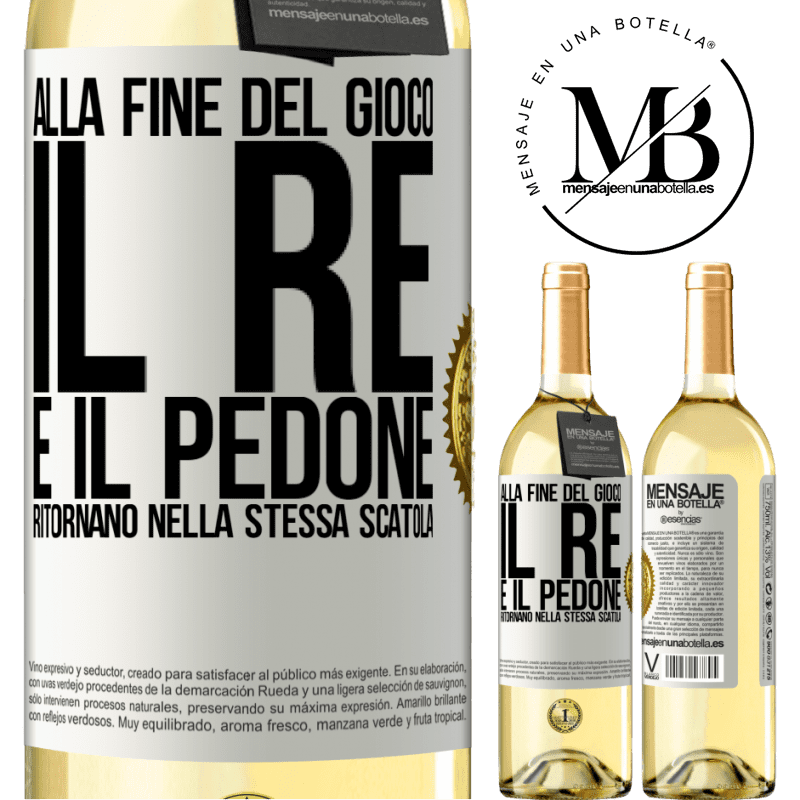 29,95 € Spedizione Gratuita | Vino bianco Edizione WHITE Alla fine del gioco, il re e il pedone ritornano nella stessa scatola Etichetta Bianca. Etichetta personalizzabile Vino giovane Raccogliere 2023 Verdejo