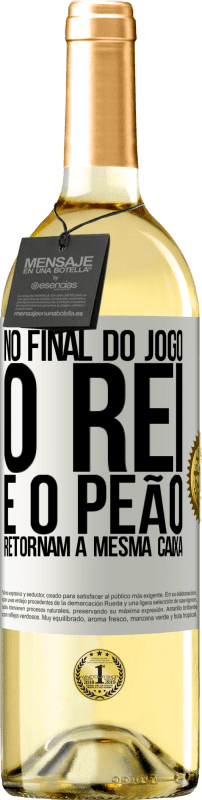 29,95 € | Vinho branco Edição WHITE No final do jogo, o rei e o peão retornam à mesma caixa Etiqueta Branca. Etiqueta personalizável Vinho jovem Colheita 2024 Verdejo