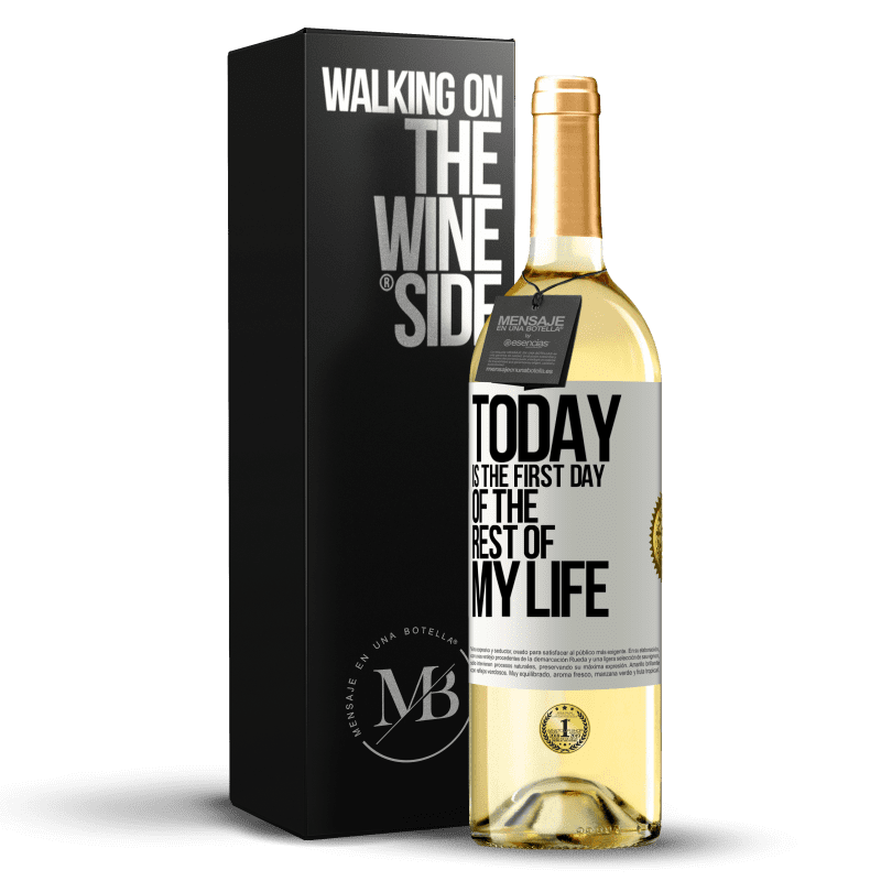 29,95 € 免费送货 | 白葡萄酒 WHITE版 今天是我余生的第一天 白标. 可自定义的标签 青年酒 收成 2023 Verdejo