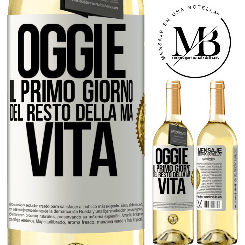 29,95 € Spedizione Gratuita | Vino bianco Edizione WHITE Oggi è il primo giorno del resto della mia vita Etichetta Bianca. Etichetta personalizzabile Vino giovane Raccogliere 2023 Verdejo