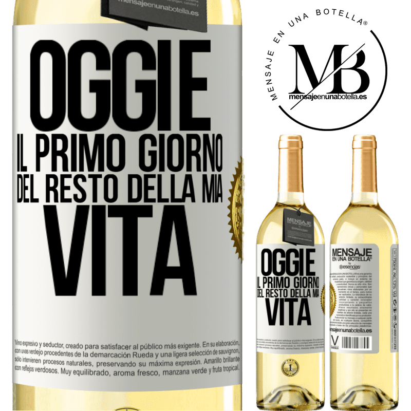 29,95 € Spedizione Gratuita | Vino bianco Edizione WHITE Oggi è il primo giorno del resto della mia vita Etichetta Bianca. Etichetta personalizzabile Vino giovane Raccogliere 2025 Verdejo