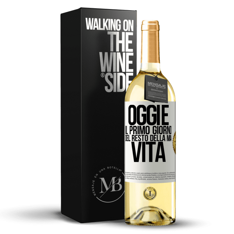 29,95 € Spedizione Gratuita | Vino bianco Edizione WHITE Oggi è il primo giorno del resto della mia vita Etichetta Bianca. Etichetta personalizzabile Vino giovane Raccogliere 2024 Verdejo