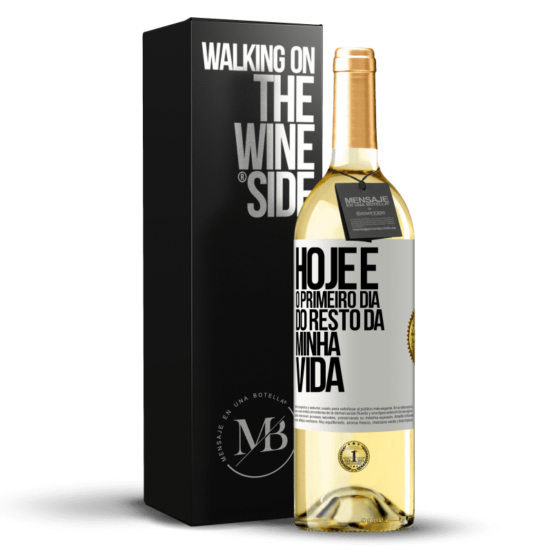 29,95 € Envio grátis | Vinho branco Edição WHITE Hoje é o primeiro dia do resto da minha vida Etiqueta Branca. Etiqueta personalizável Vinho jovem Colheita 2025 Verdejo