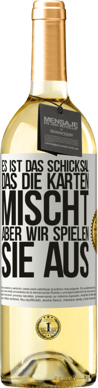 29,95 € | Weißwein WHITE Ausgabe Das Schicksal mischt die Karten, und wir spielen. Weißes Etikett. Anpassbares Etikett Junger Wein Ernte 2025 Verdejo