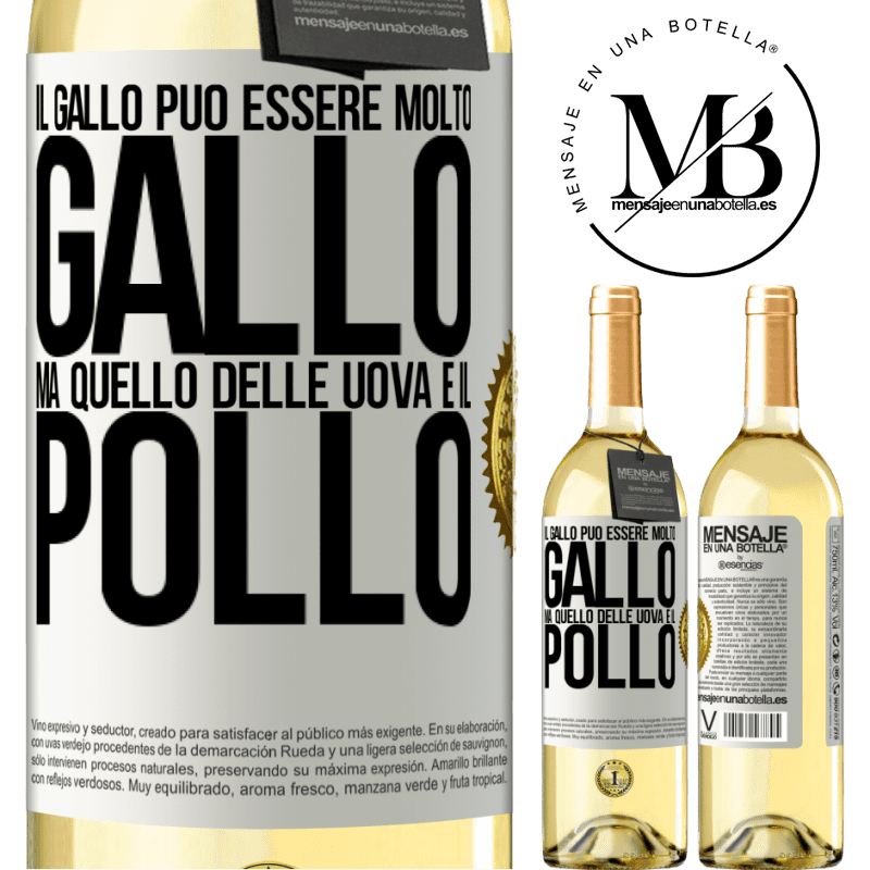 29,95 € Spedizione Gratuita | Vino bianco Edizione WHITE Il gallo può essere molto gallo, ma quello delle uova è il pollo Etichetta Bianca. Etichetta personalizzabile Vino giovane Raccogliere 2024 Verdejo
