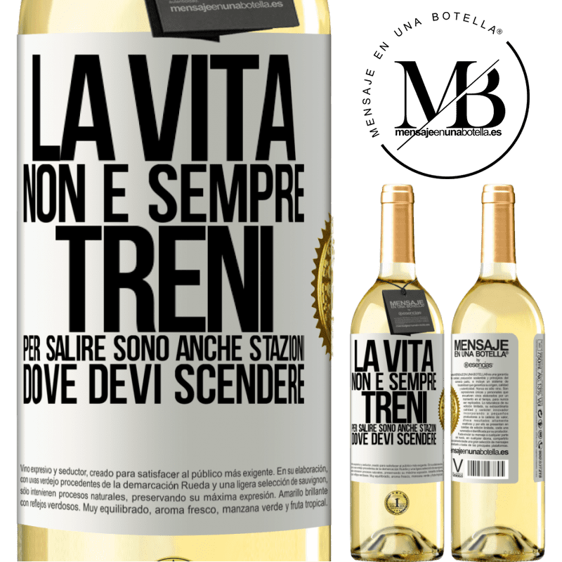 29,95 € Spedizione Gratuita | Vino bianco Edizione WHITE La vita non è sempre treni per salire, sono anche stazioni dove devi scendere Etichetta Bianca. Etichetta personalizzabile Vino giovane Raccogliere 2024 Verdejo