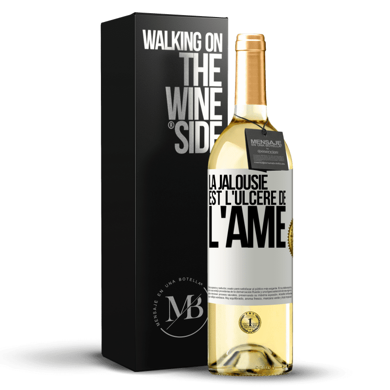 29,95 € Envoi gratuit | Vin blanc Édition WHITE La jalousie est l'ulcère de l'âme Étiquette Blanche. Étiquette personnalisable Vin jeune Récolte 2023 Verdejo